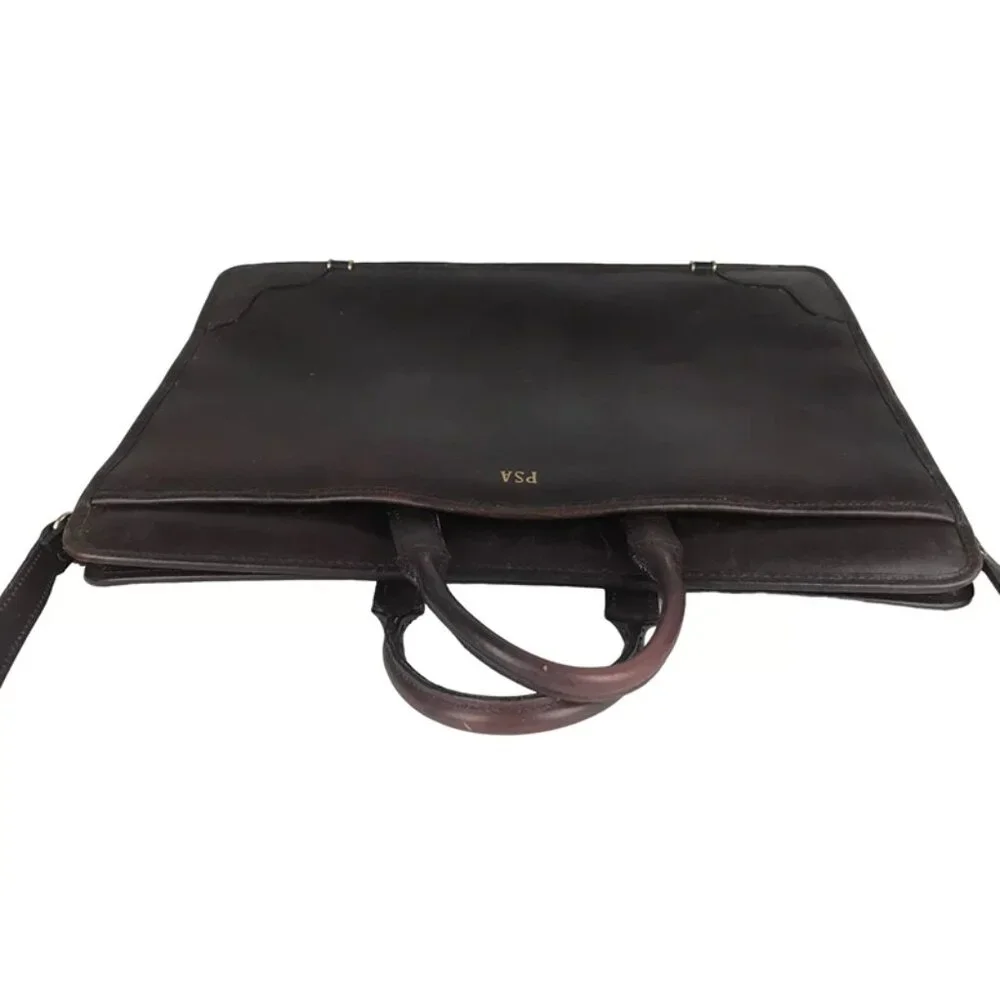 Dilana Briefcase Document‎ Case Unisex Brown Leather Detachable Strap Bag